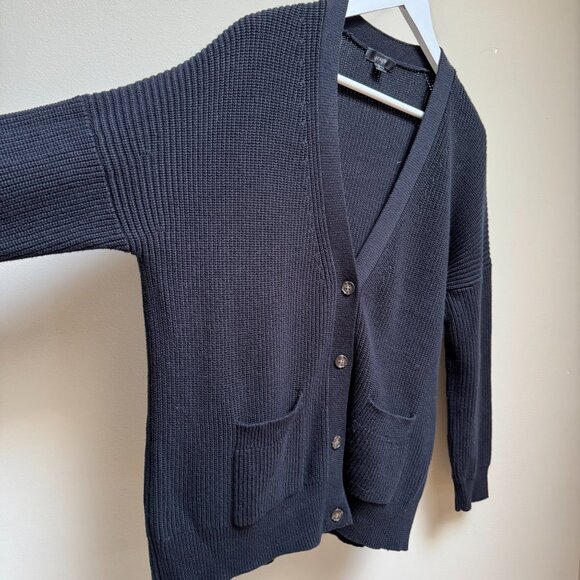 J.Crew V-Neck Cashmere Cotton-Blend Cardigan – Black - Picture 6 of 12